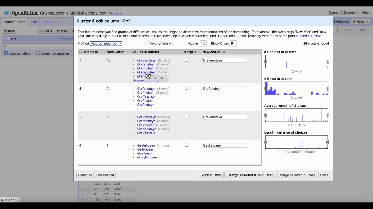 Abgleich 'unsauberer' Ortsnamen mit der GND in OpenRefine (Tutorial)