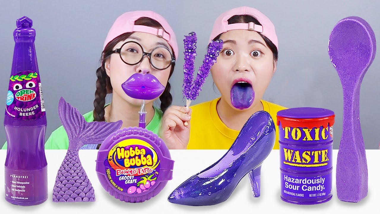 Thức ăn m&agrave;u t&iacute;m M&oacute;n tr&aacute;ng miệng Mukbang DONA