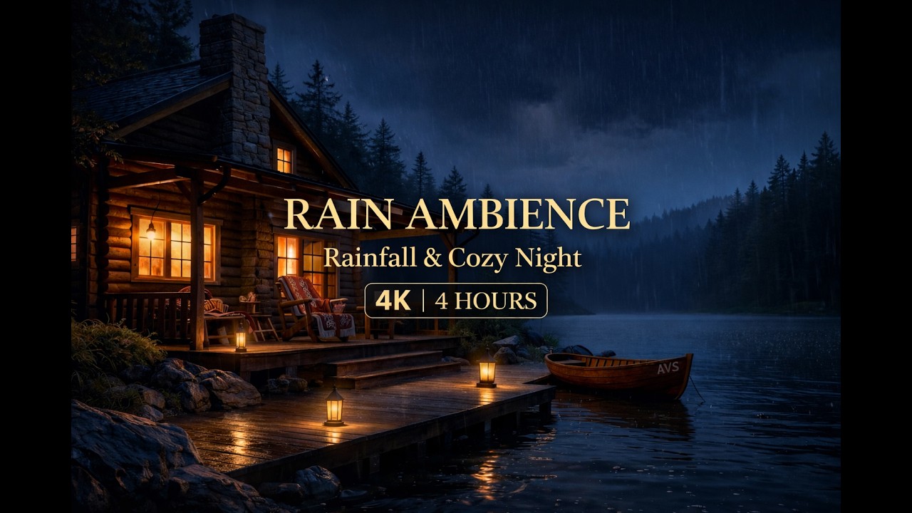 Rainy Night at the Cozy Lake Cabin | Peaceful Ambience 🌧️