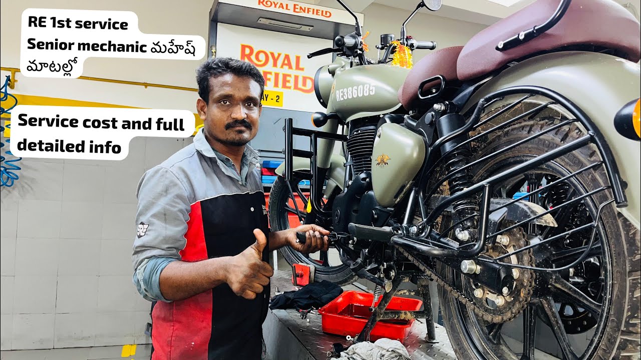 My Royal Enfield 1st Service // classic 350 marsh grey 2024 // Ravibtechbuzz