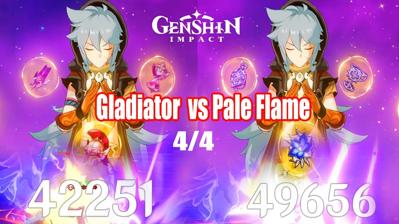 Pale Flame vs Gladiator 4 Set Razor Damage Comparison - Genshin Impact