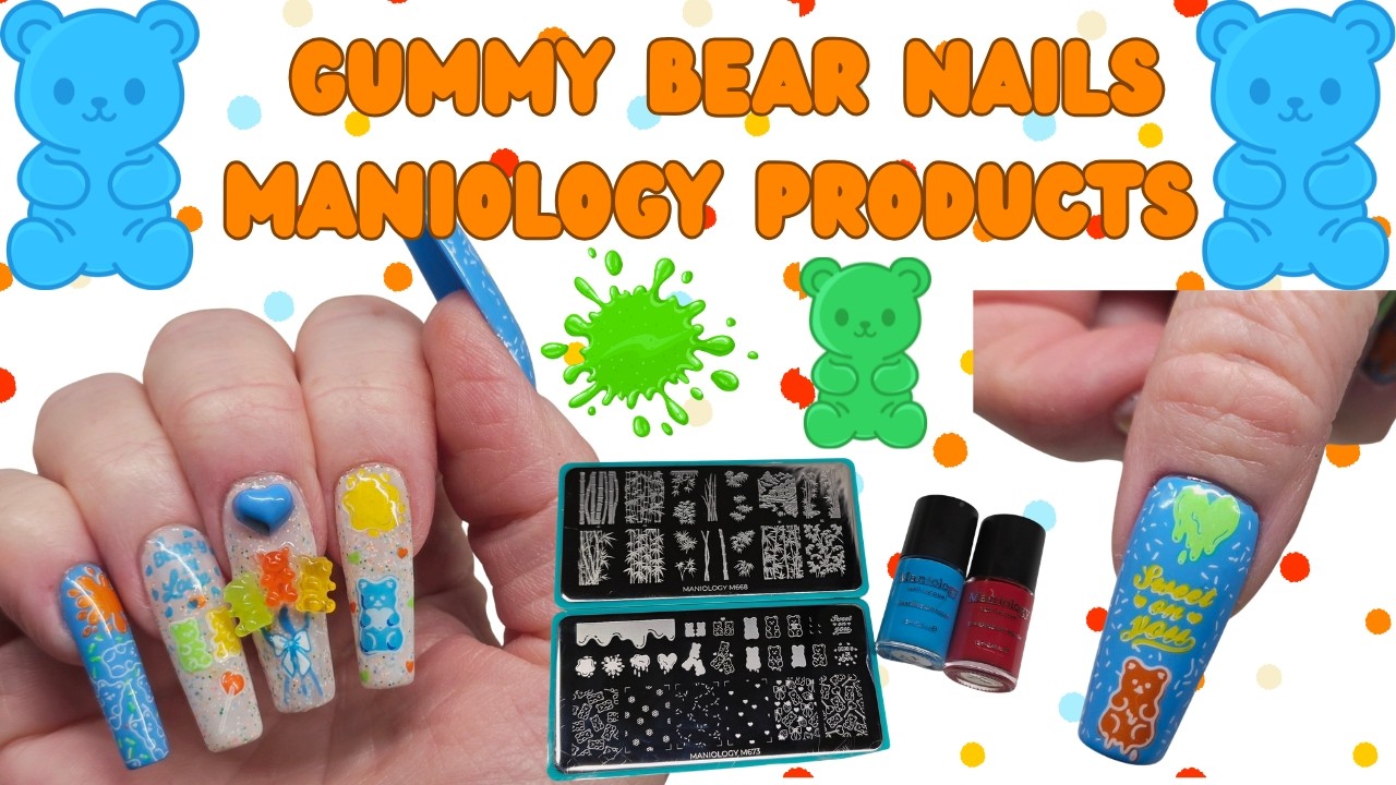 Маникюр в стиле «мармеладные мишки» 💙🧡💛💚 | С использованием продукции Maniology | Двойной ритмичн...