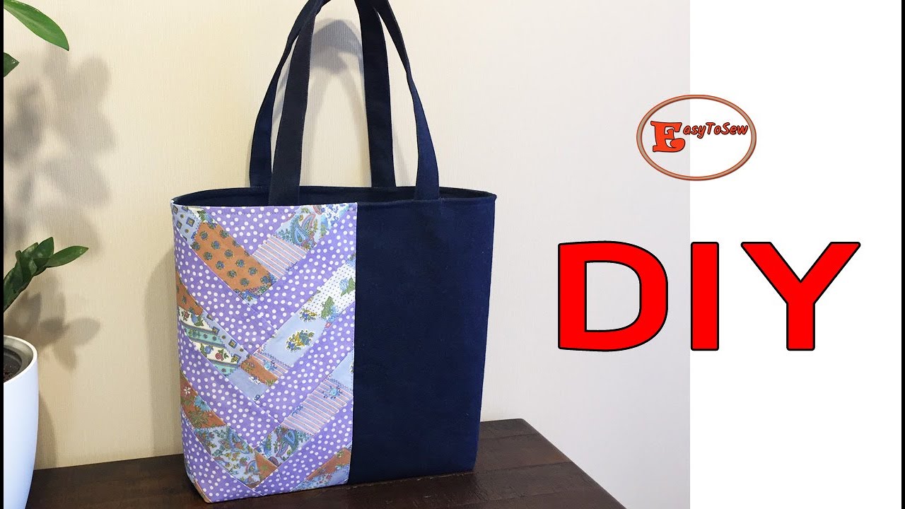 DIY CHEVRON PATCHWORK TOTE BAG  | EASY PATCHWORK BAG MAKING