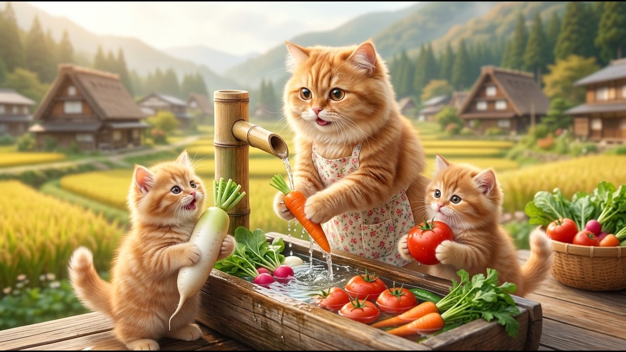 Ginger Kitten & Mama Cat Farm Adventure 🍅🥚🍜 Meow Story