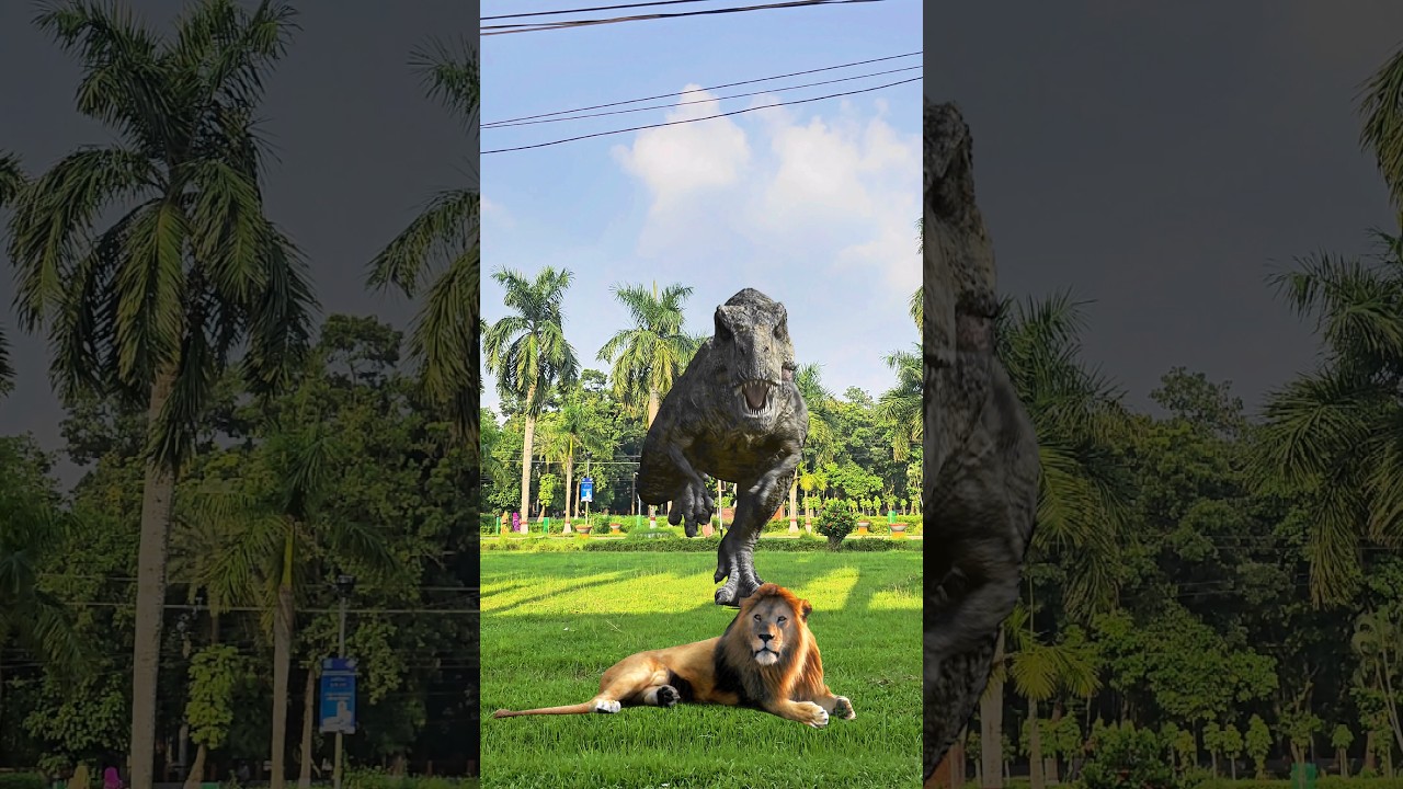 Who's the Real King #shorts #dinosaur #lion #video