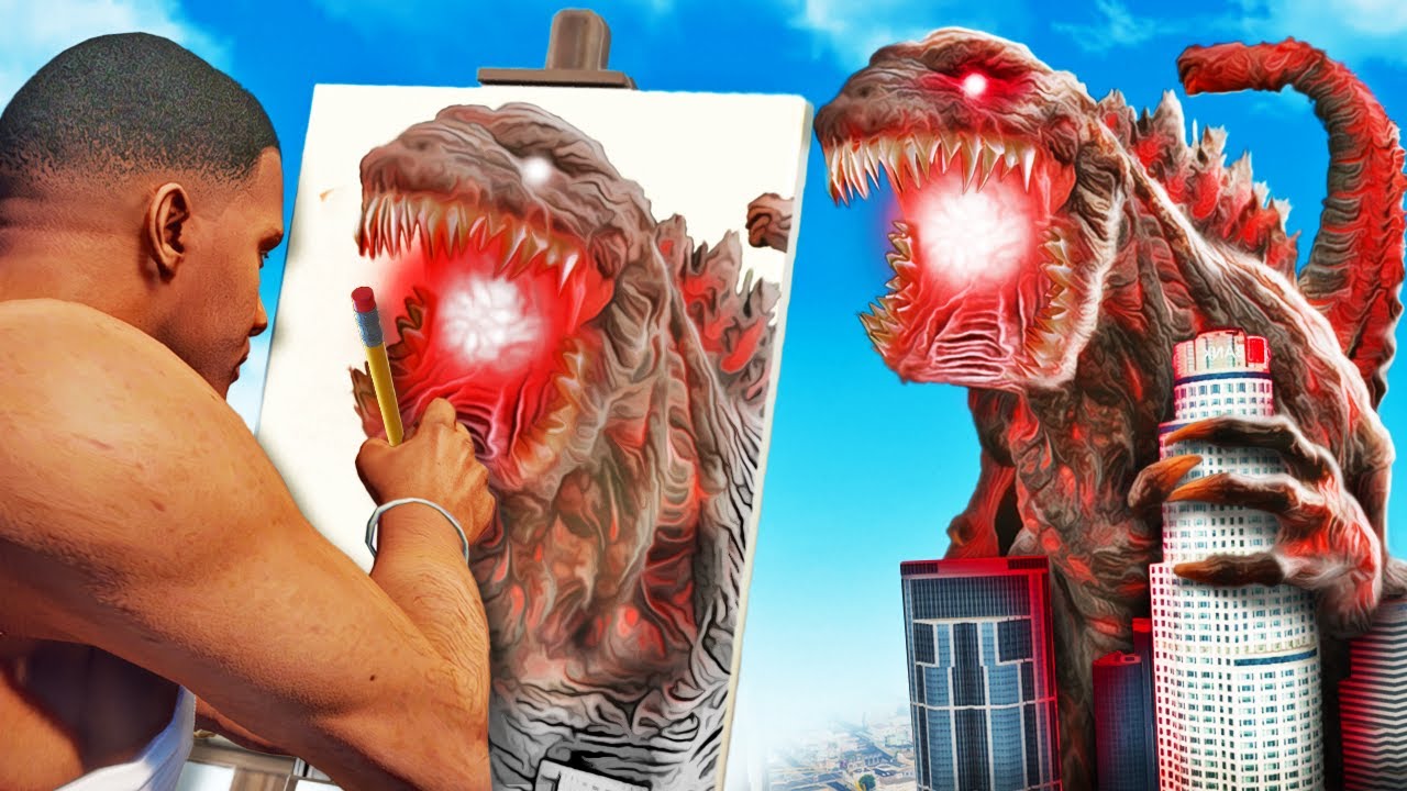 НЕ РИСОВАТЬ Проклятого Годзиллу в GTA 5