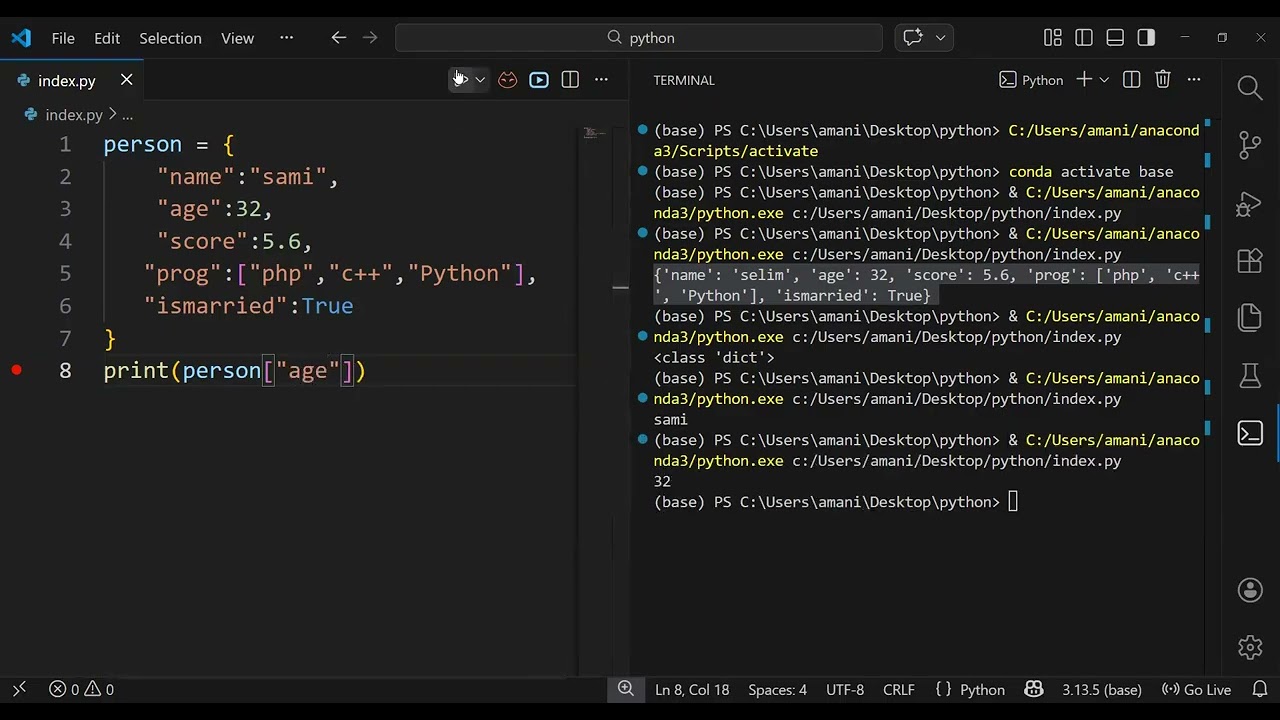 Dictionary في لغة PYTHON