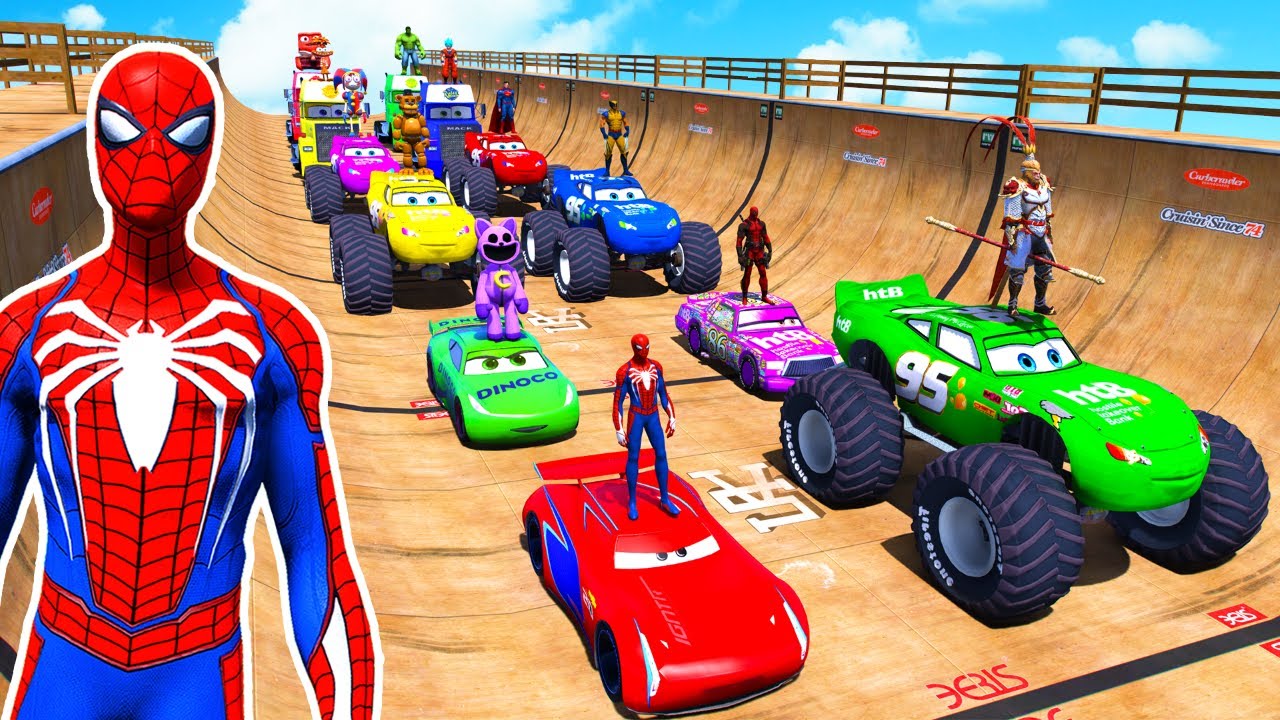 Spider-Man & Superheroes Shark Rescue on Spiral Bridge – GTA V Mods | Sun Cartoons