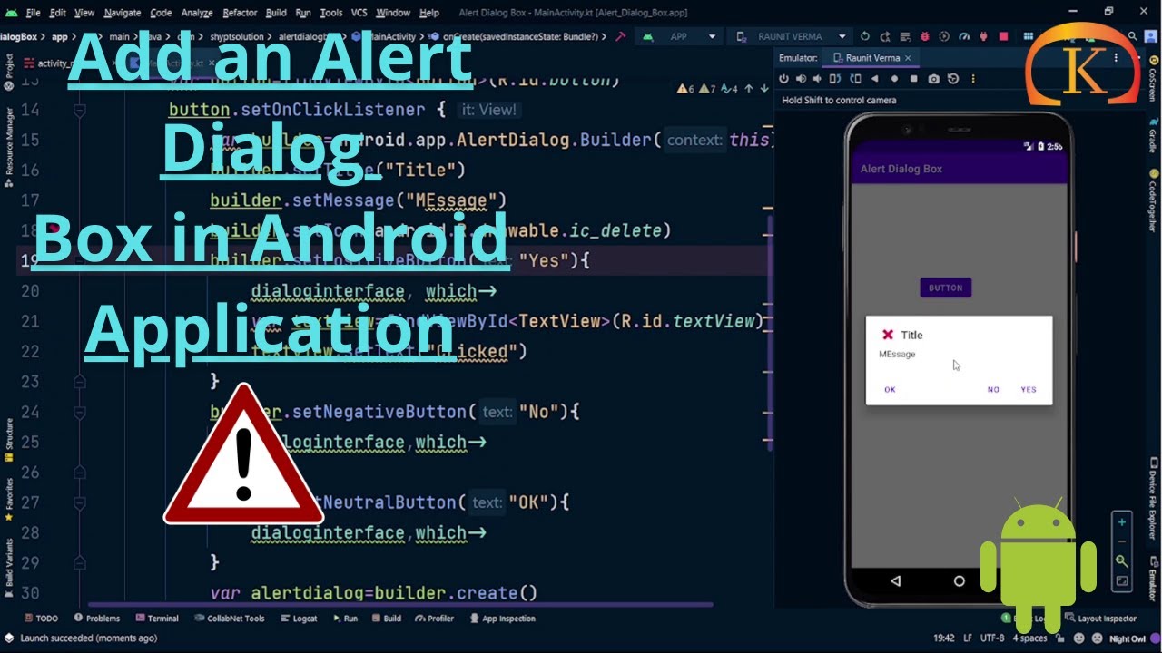 Easiest Way to Add Custom Alert Dialog Box in Android Studio with Kotlin | KOTLIN | Android Studio