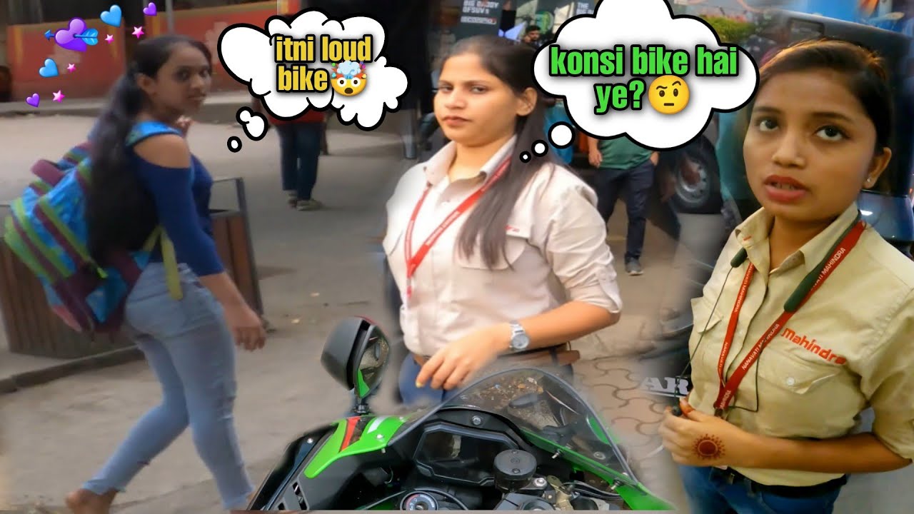 Cute Girls Lovely reactions on my Superbike Zx10r💚|Took my loud Superbike to College Area🥵|