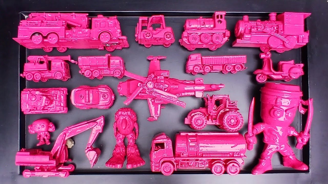 Cleaning Toy Race Cars, Mixer Trucks, Trains, Tractor, Telolet Buses, Planes, and Excavators.