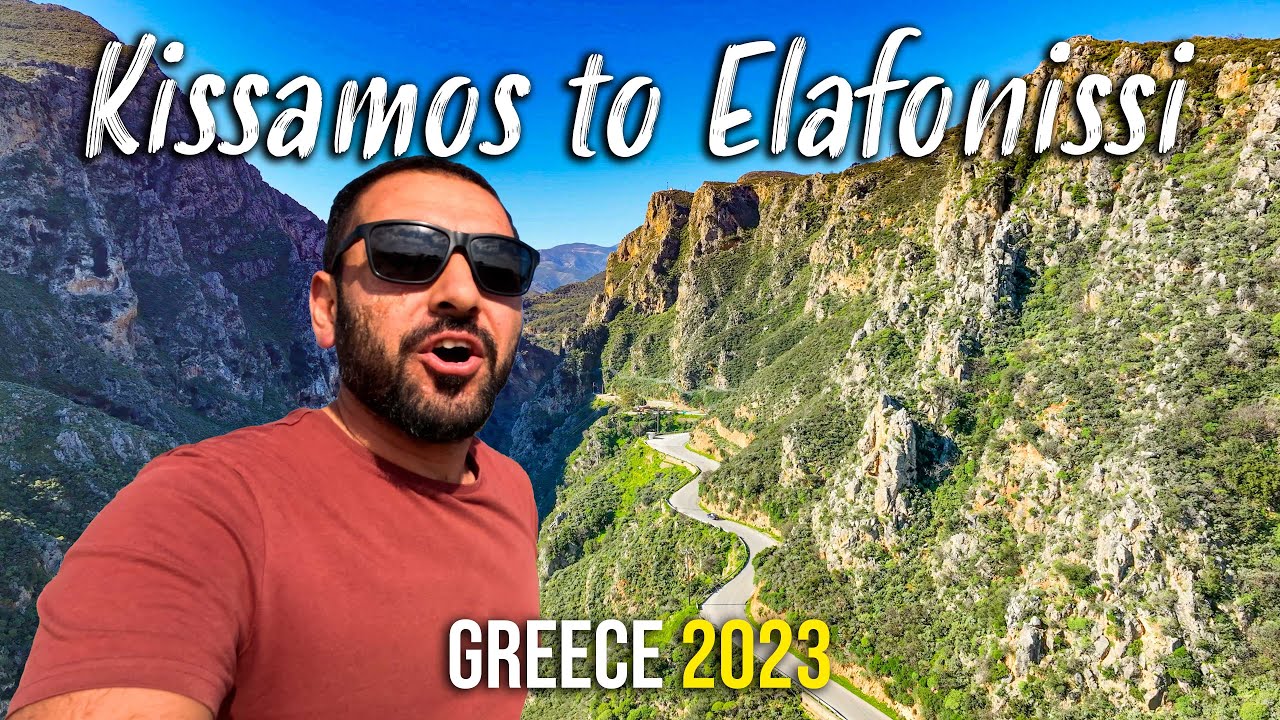 Driving from Kissamos to Elafonissi Beach, Chania Crete, Greece 2023