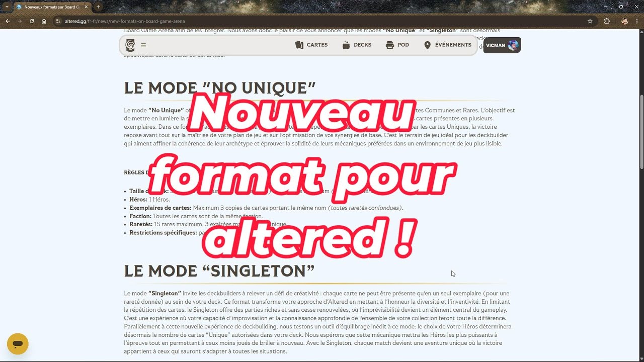 Nouveau formats pour Altered - on en pense quoi ?