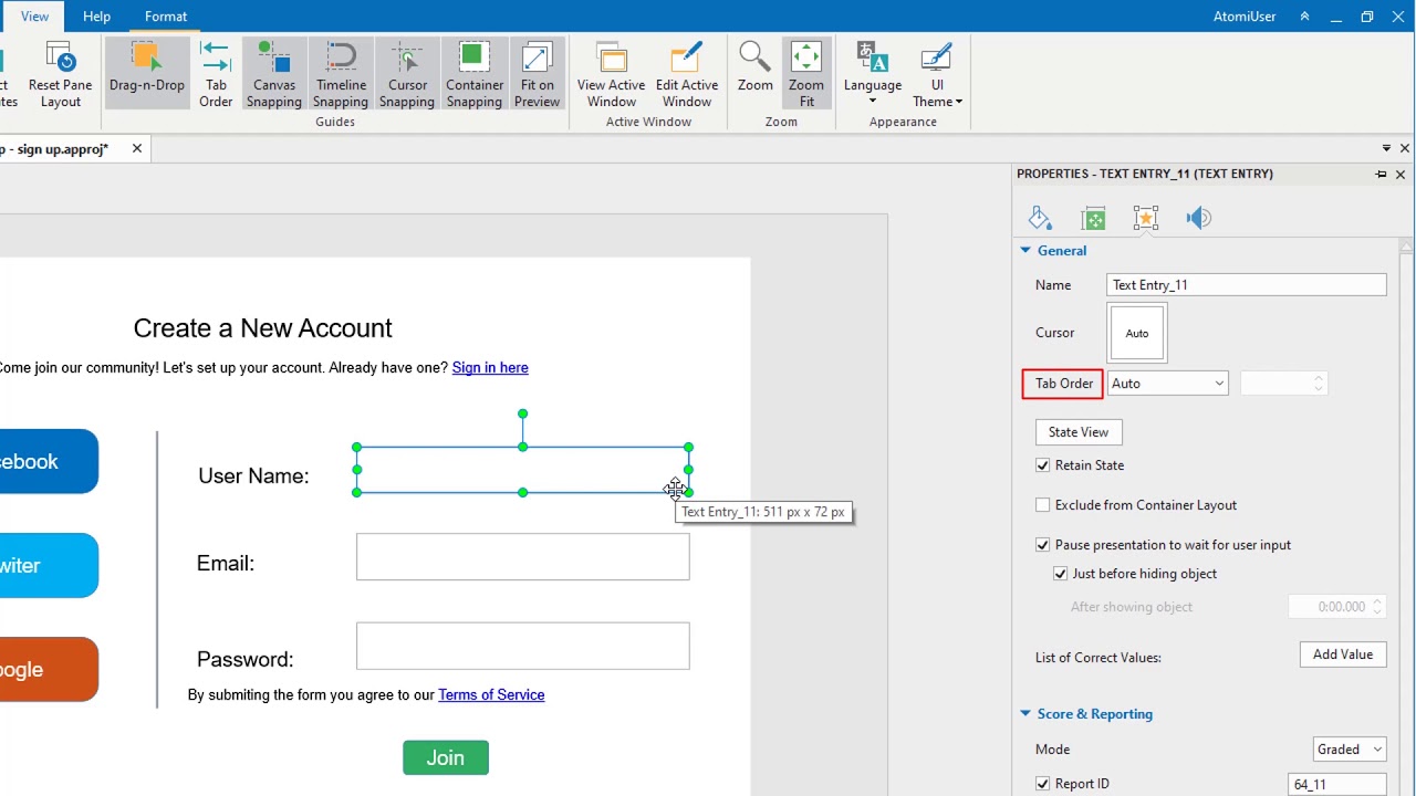 How to Use Tab Order - ActivePresenter 8