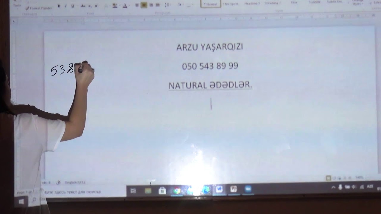 Natural ədədlər. Dərs 1. ARZU YAŞARQIZI (050-543-89-99)