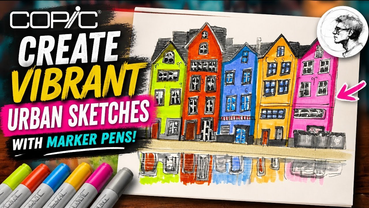 How to Create VIBRANT Urban Sketches with Marker Pens!
