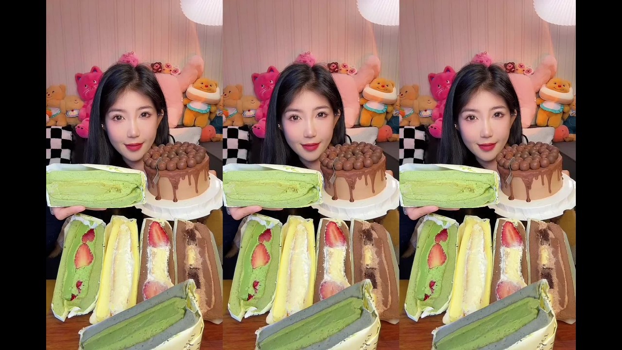 CHINESE MUKBANG SWEETFOOD,CAKE EATING SHOW EATING SPICY NOODLES xiaoxiao