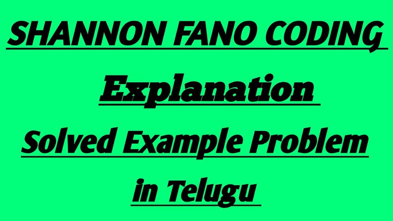 Shannon Fano Coding| solved Example Problem| in digital communication| in Telugu