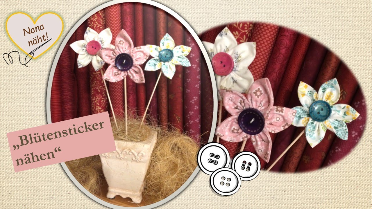 Blütensticker nähen - Handmade - Blumen nähen - Sew flowers stickers - Coser pegatinas de flores