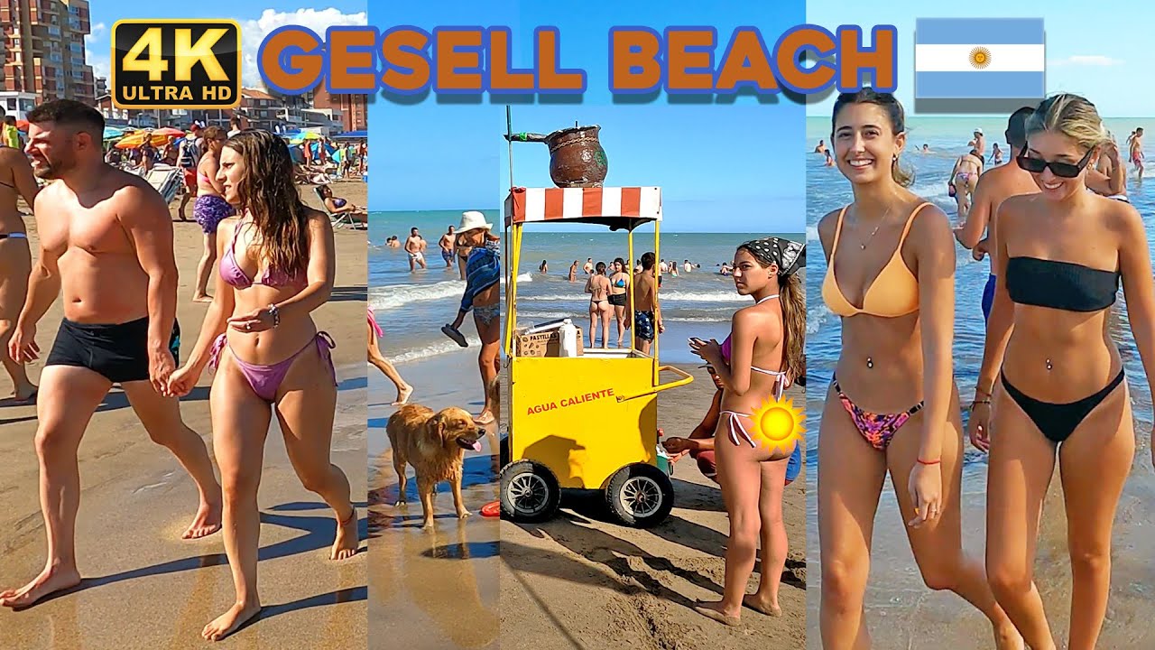 4K - Beach Walk GESELL BEACH  Virtual Tour SUNNY DAY SUMMER 2022