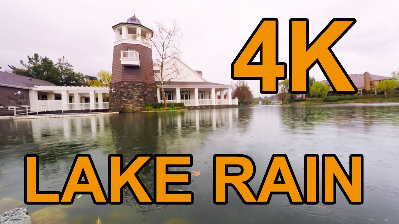 4K Rain at the Lake - ASMR CaliScapes - Soft Rain and Distant Thunder by a Lighthouse