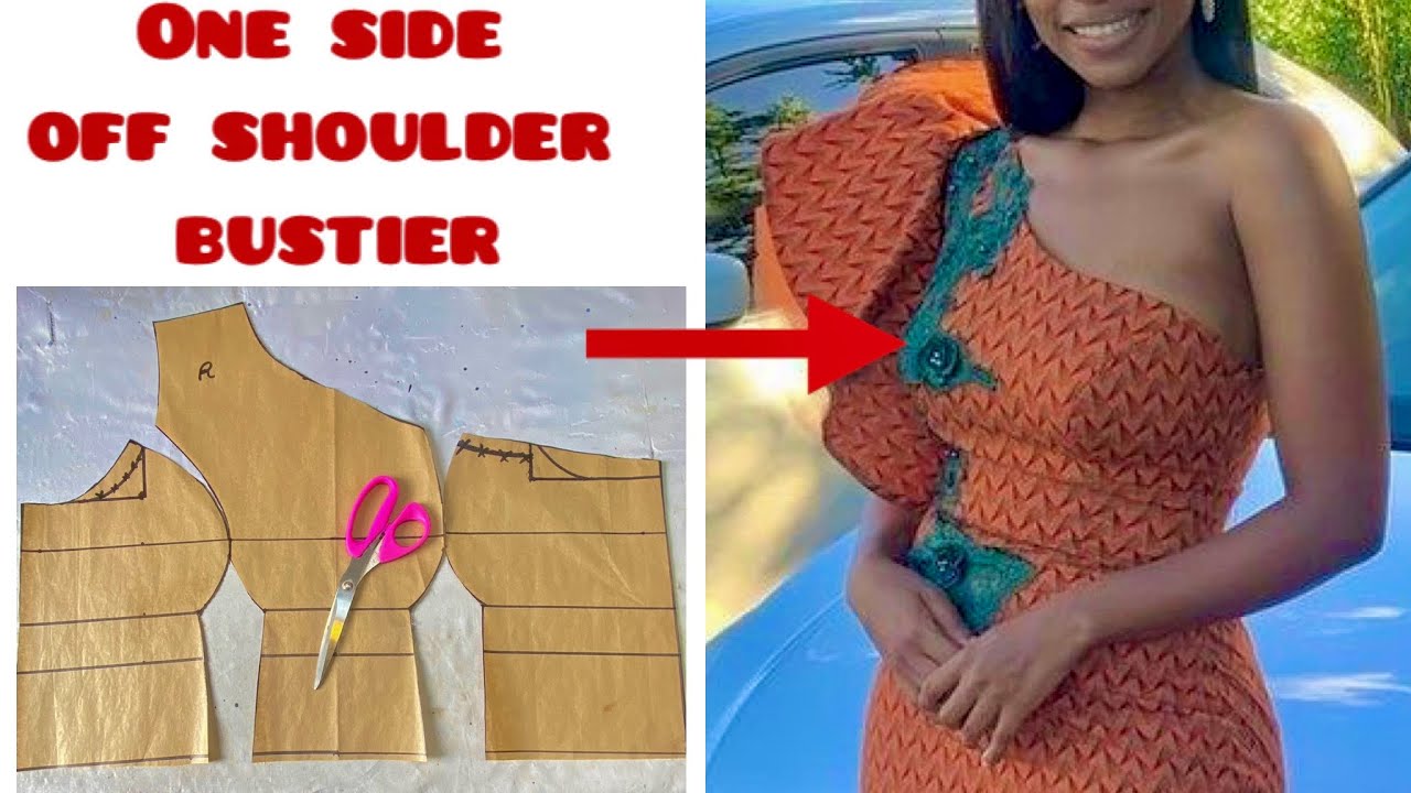 How to cut and sew a Monostrap OFF SHOULDER BUSTIER Blouse with double circle sleeve