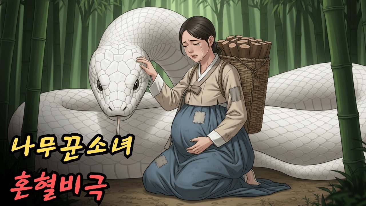한 나무꾼 소녀가 인간과 뱀의 혼혈 아이를 임신하면서 비극적인 사랑 이야기가 시작됩니다. |민담 |전설 |설화 |옛날이야기 |오디오북