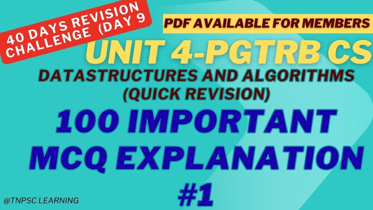 Revision 100 most important MCQ in Data Structures (Part 1) #unit3 #pgtrbcs
