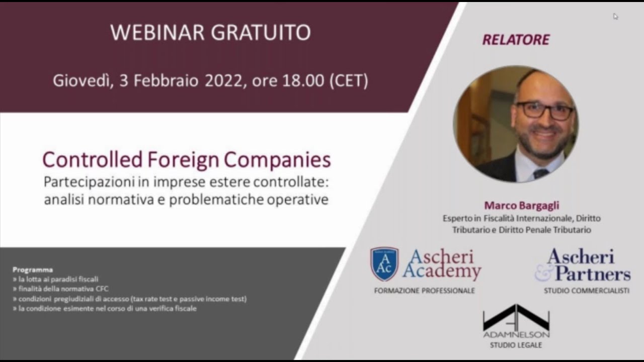 Webinar: Controlled Foreign Companies (CFC) Rule