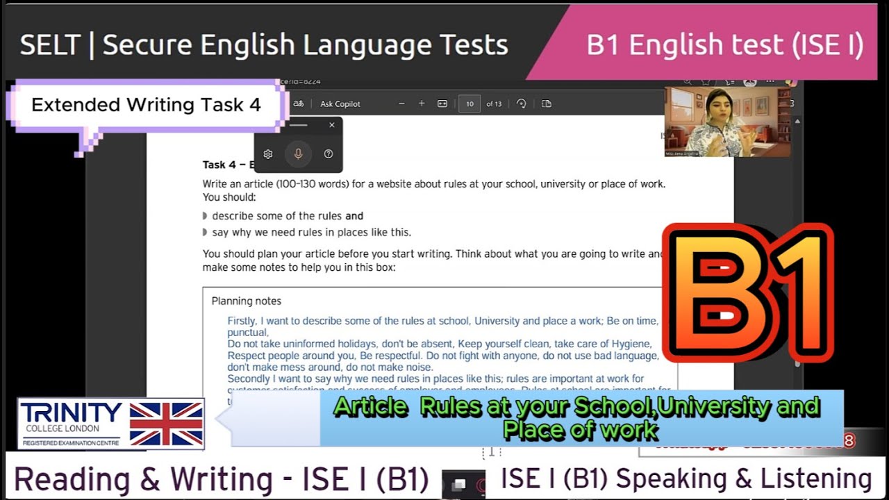 Тест по английскому языку B1 (письменная виза) || ISE 1 Тринити-колледж Лондона