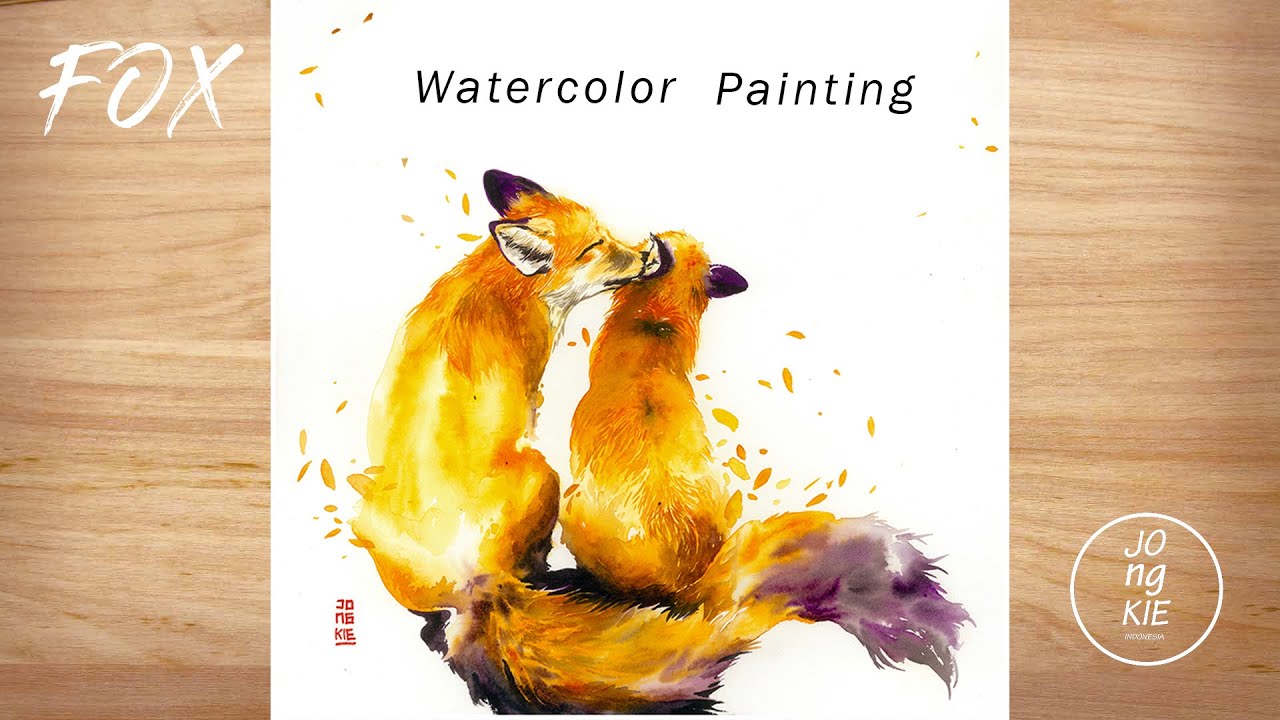 Fox Watercolor Painting by Jongkie