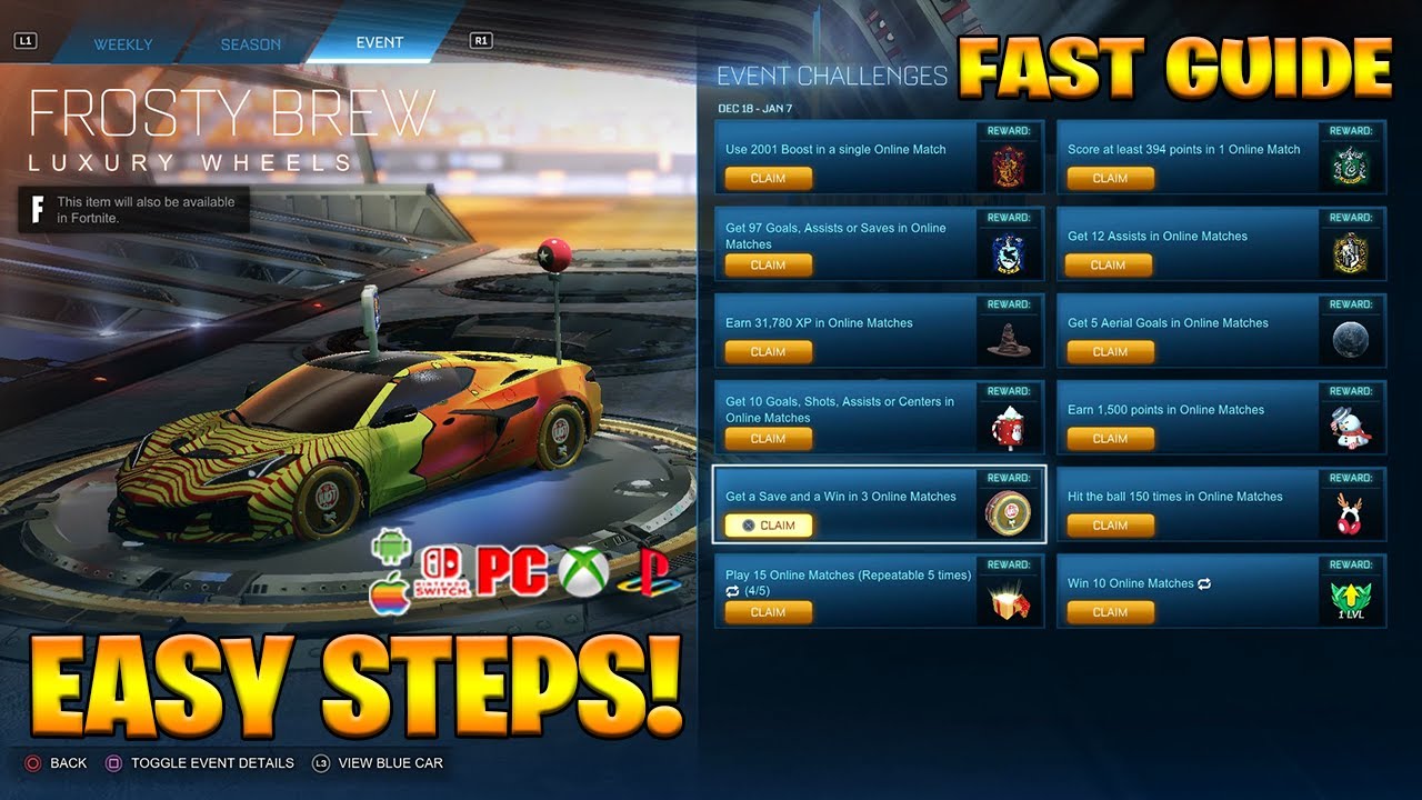 Как выполнить все задания фестиваля Frosty Fest в Rocket League! (Задания с бесплатными наградами)