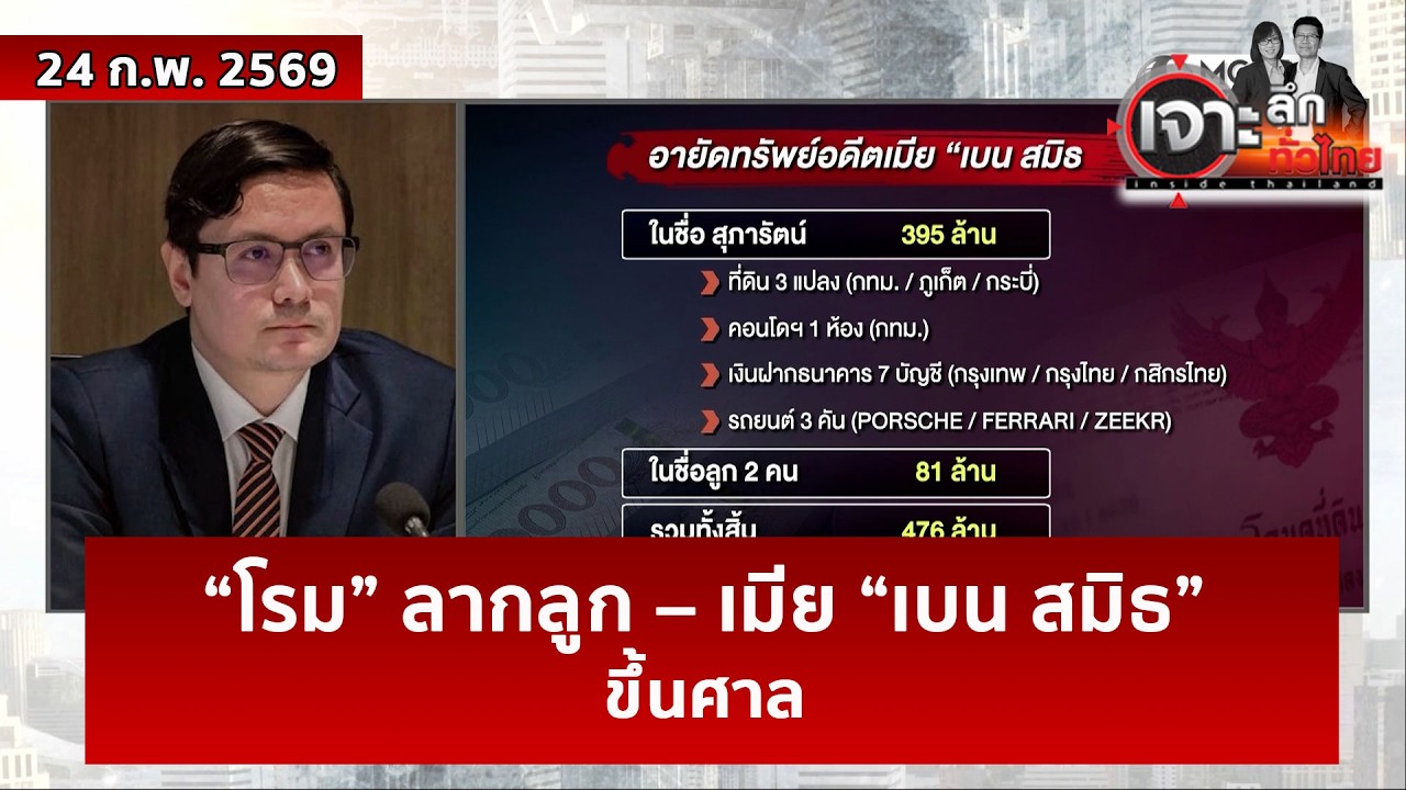 “โรม” ลากลูก – เมีย “เบน สมิธ”...ขึ้นศาล  | เจาะลึกทั่วไทย | 24 ก.พ. 69