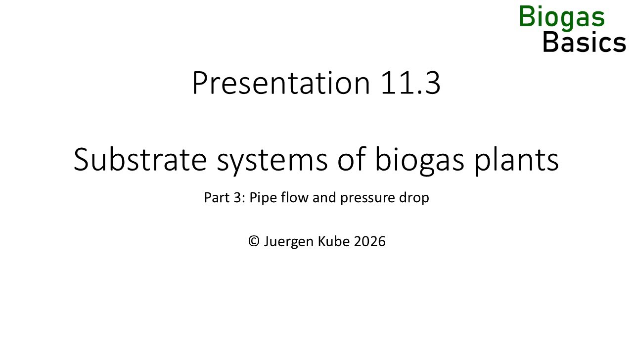 11.3 Substrate system of biogas plants - part 3 pipe flow and pressure drop