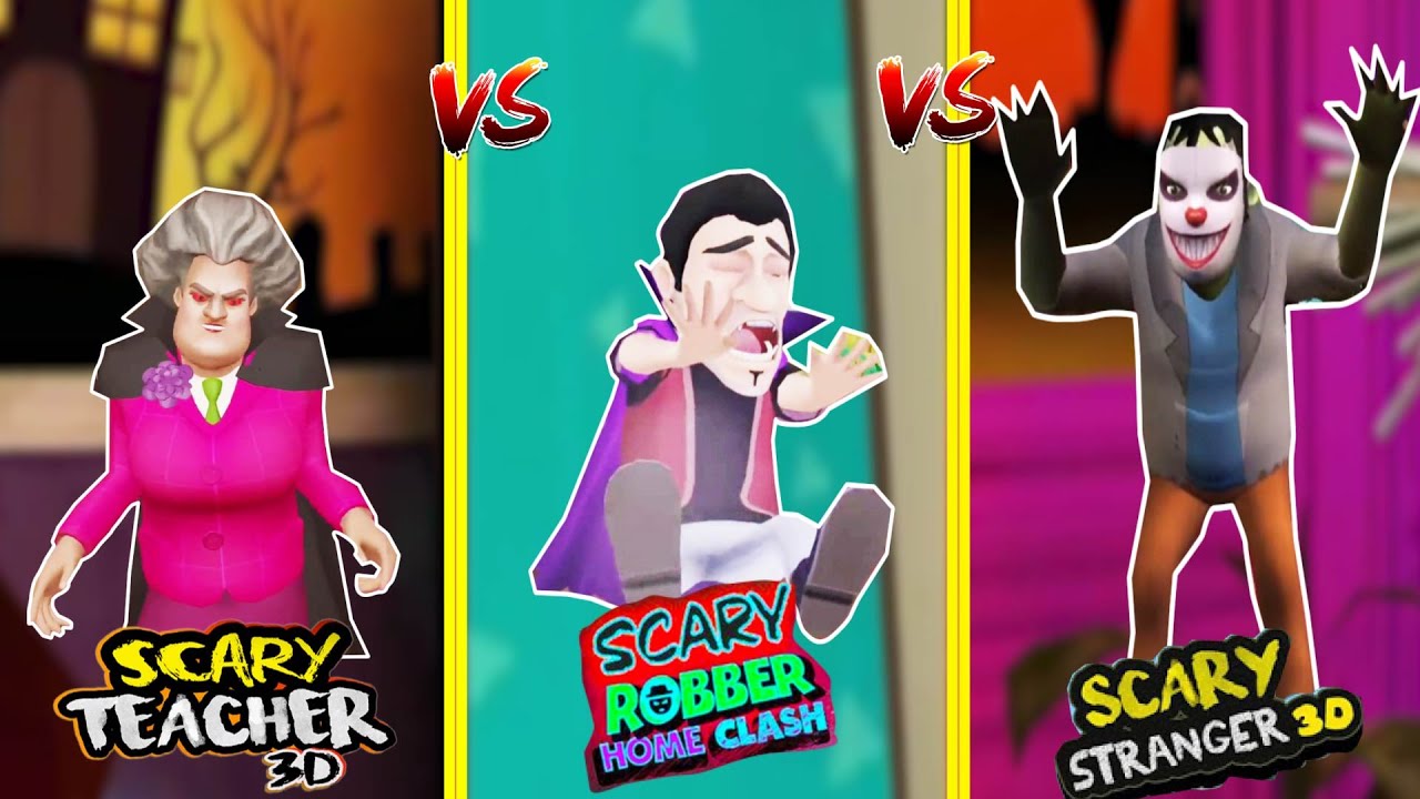Scary Teacher 3D Vs Scary Stranger 3D Vs Scary Robber All Halloween  Pranks  by Wow Game