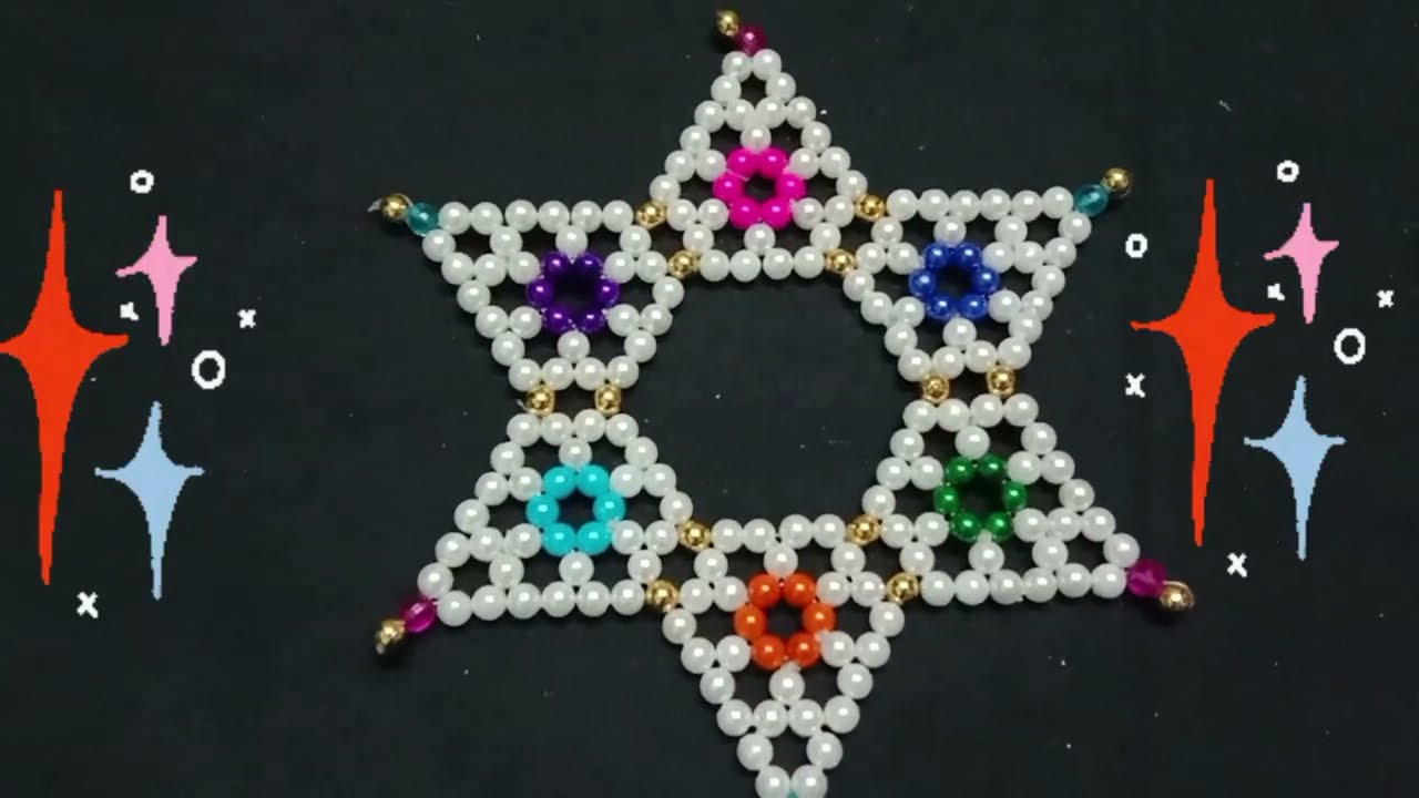 Beaded Diya mahirap. making process 🪔🍡🙏👍. తేలిక పద్ధతిలో పూసలతో స్టార్ అల్లే విధానము 🙏👍