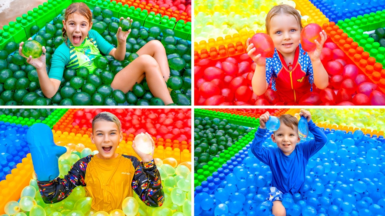 Four Colors Water Balloons Challenge | Défi amusant avec des ballons d’eau 💦🎈