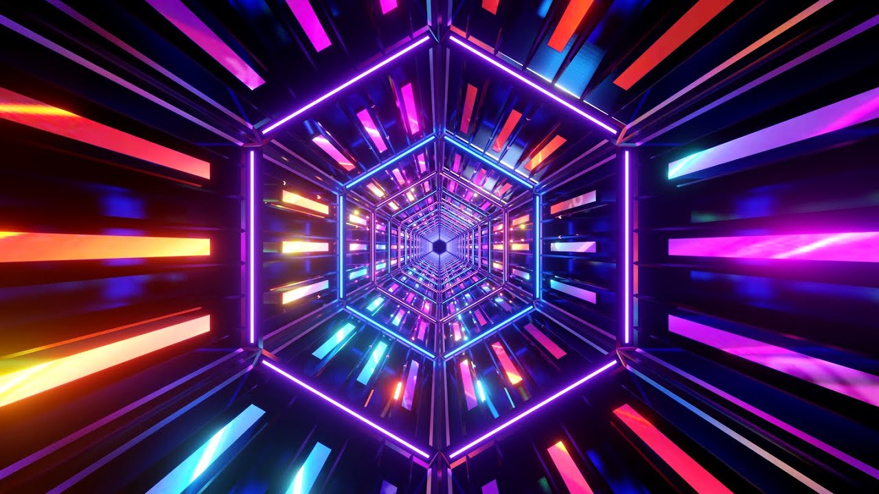 4K Abstract Fast Moving Hexagon Blue & Pink Color Neon Party Light ScreenSaver Background Video