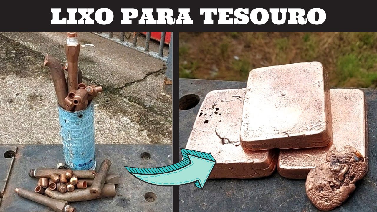 DERRETIMENTO DE COBRE MAÇICO RECICLANDO COBRE DO LIXO GANHADO DINHEIRO DERRETENDO COBRE