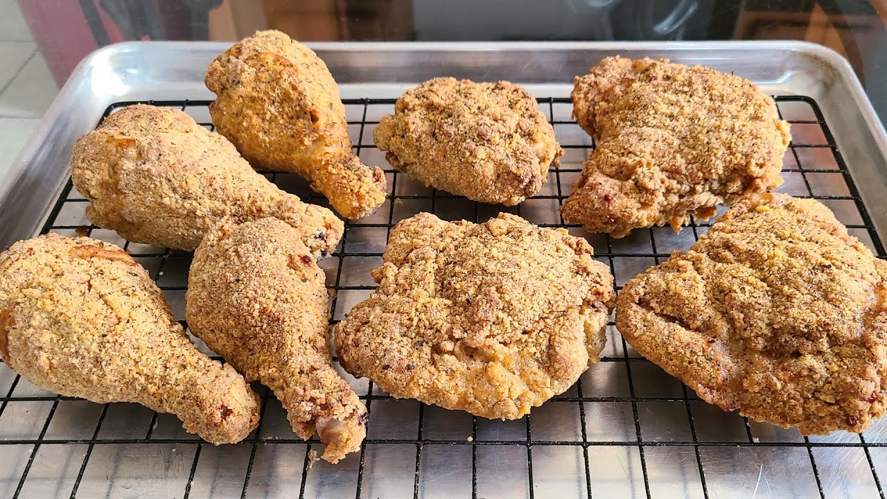 Crispy Oven-Baked Fried Chicken | It's like Fried Chicken but baked | Healthier alternative.