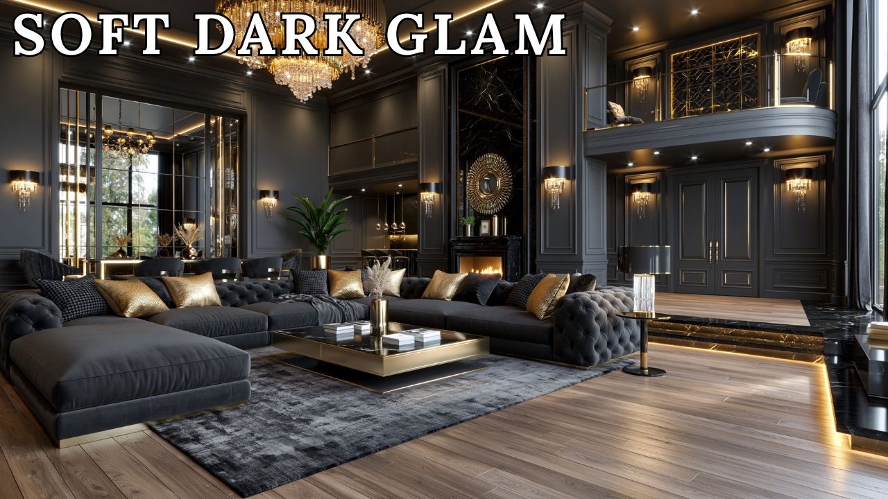 Мягкие темные гламурные интерьеры | Минималистичные идеи роскошного декора дома (тренды 2026 года).
