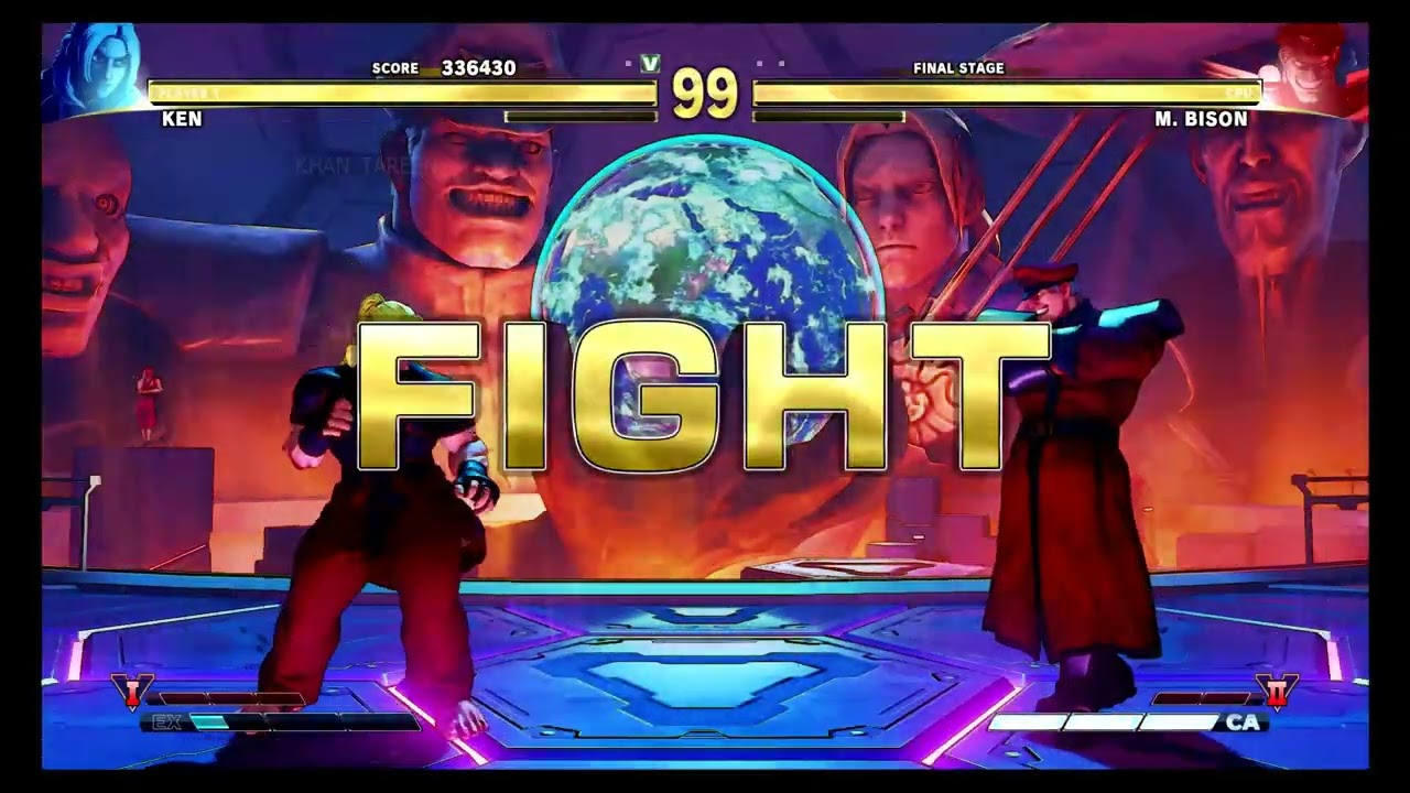 Street Fighter V ( HARDEST A I ) KEN VS M-BISON
