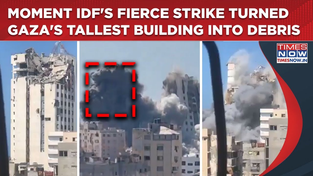 IDF Jet Bombs Gaza's Tallest Building On Cam: Moment 'Al Ghefari Tower' Exploded, Turned Into Rubble