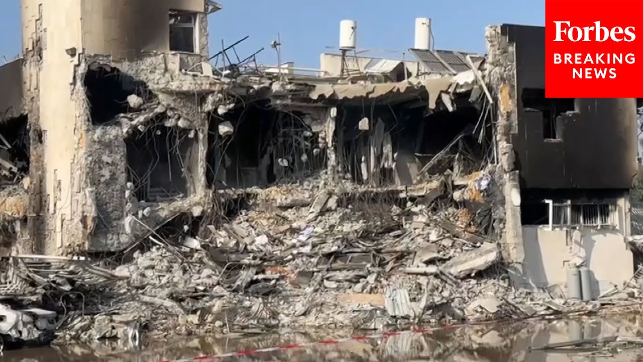 Debris Removal Begins At Police HQ Destroyed By Hamas In Sderot, Israel