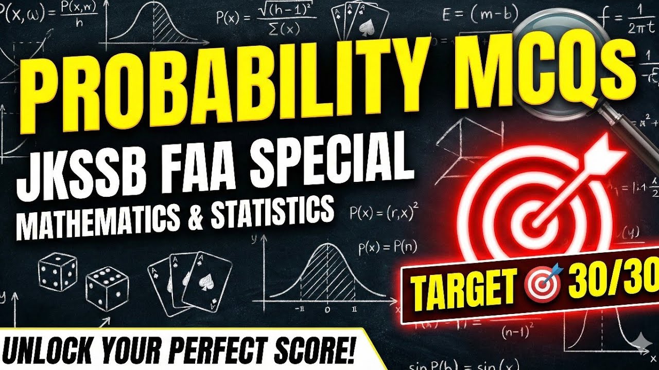 MCQS On Probability||JKSSB FAA MATHEMATICS #jkssbfaa #jkssbexam #jkssbjobs #jkssbaccountsassistant 