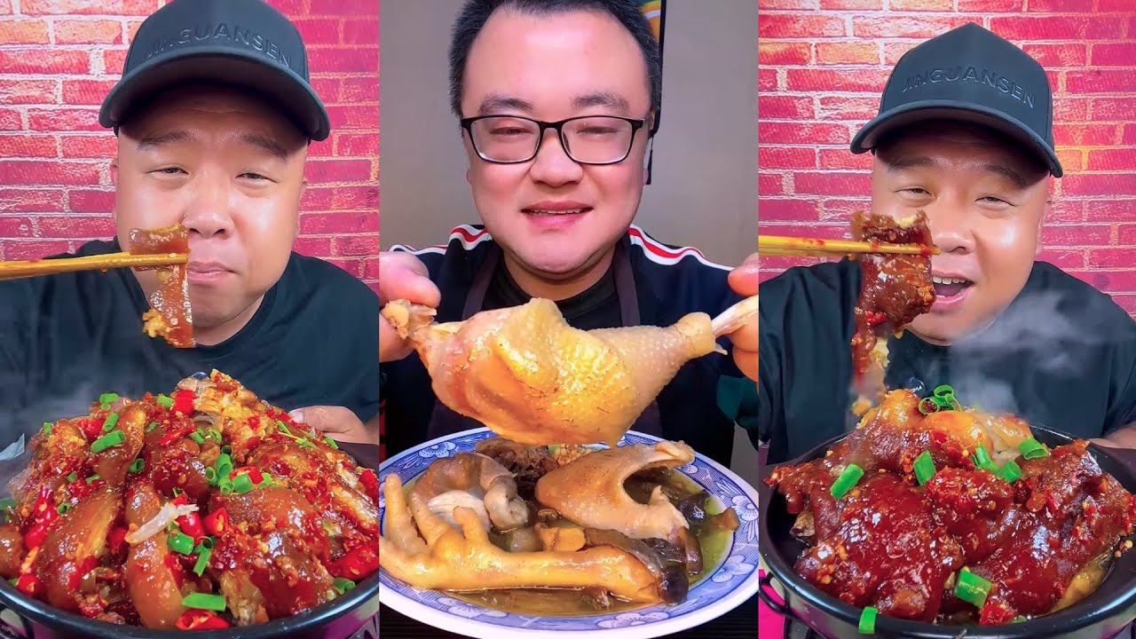 Eating chicken thighs with pork skin is very delicious.#Eating #chicken #thighs #with #pork #skin 