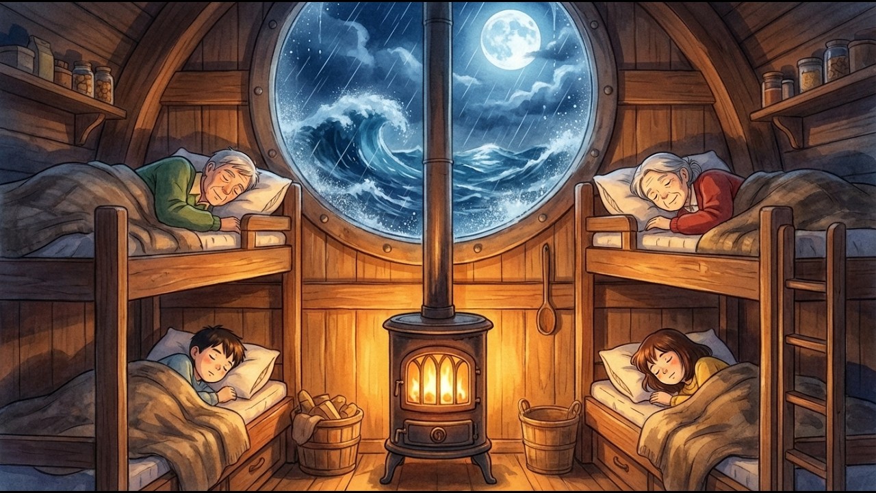 Stormy Night on an Anchored Ship ⛈️ Warm Stew & Family Shelter | Ghibli-Inspired