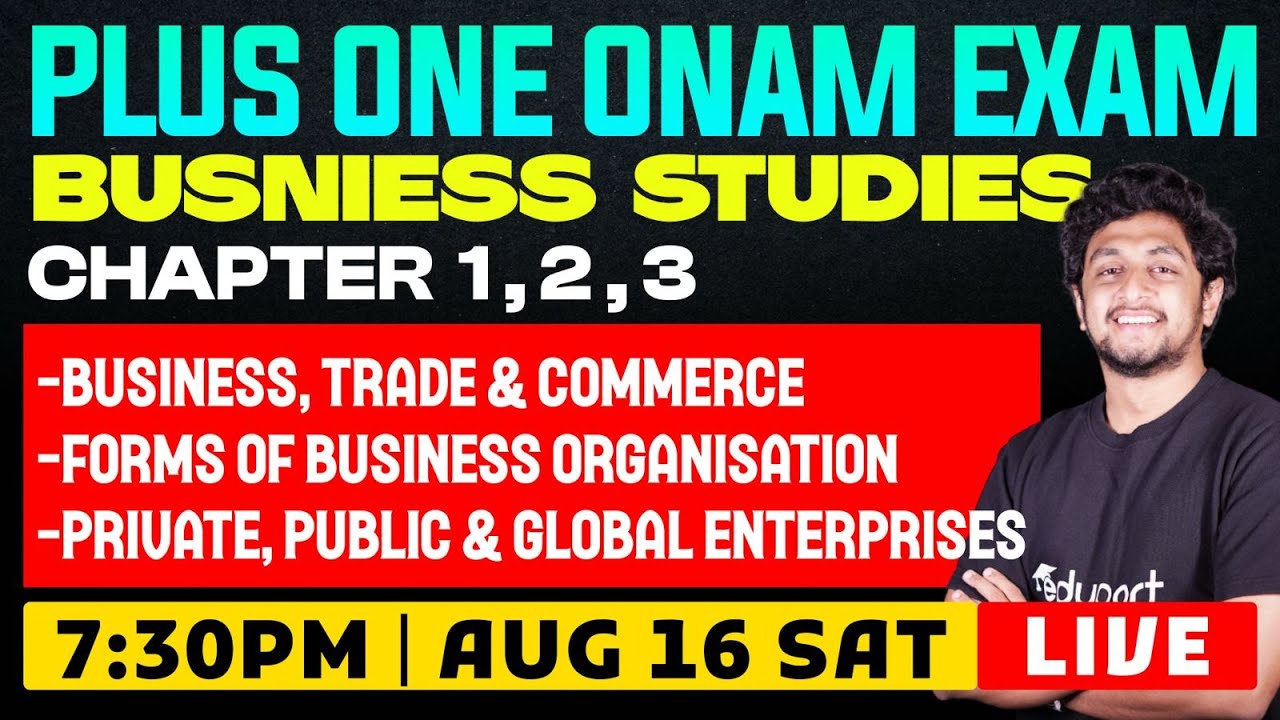Plus One Business Studies Onam Exam | Chapter 1,2 & 3 |  Full Cahpter Revision | Eduport Plus One