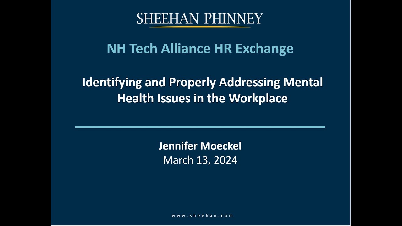 March HR Exchange: Identifying and Properly Addressing Mental Health Issues in the Workplace