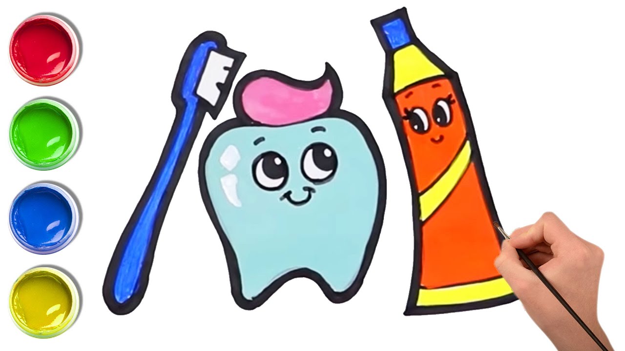 🪥How to Draw Toothbrush And Toothpaste🎨| Easy Drawings for Kids | Chiki Art | HooplaKidz How To